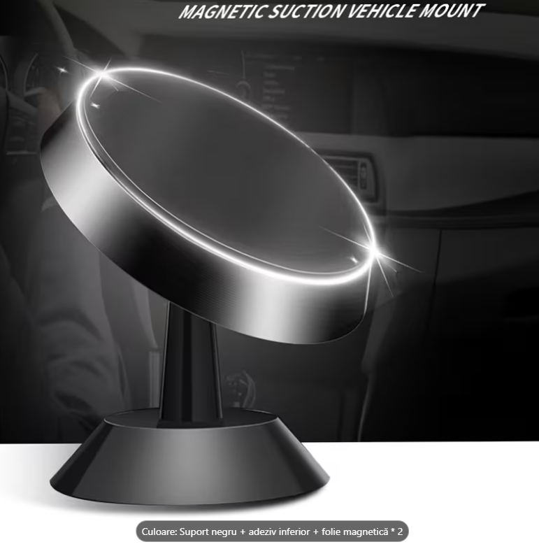 Suport rotativ pentru telefon în mașină cu magneți puternici din metal